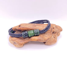Load image into Gallery viewer, Black Cord Three Beaded Bracelet
