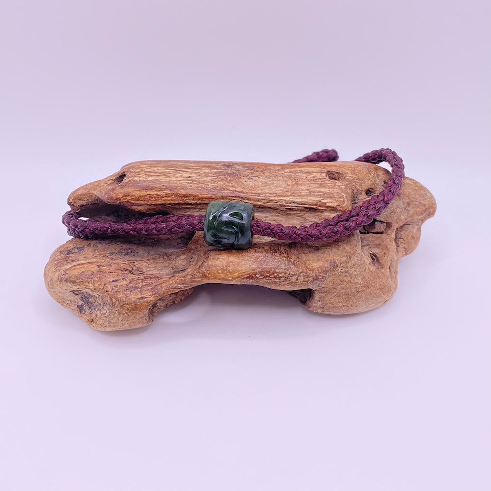 Maroon Cord Single Beaded Bracelet