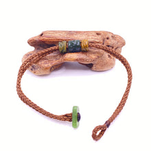 Load image into Gallery viewer, Brown Cord Three Beaded Bracelet
