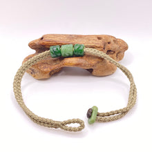 Load image into Gallery viewer, Green Cord Three Beaded Bracelet

