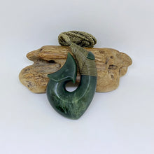 Load image into Gallery viewer, Marsden Flower Jade Snood Bound Hei Matau pendant
