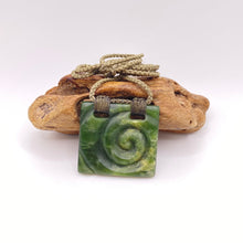 Load image into Gallery viewer, Marsden Flower Jade Square Koru Pendant
