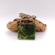 Load image into Gallery viewer, Marsden Flower Jade Square Koru Pendant
