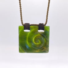 Load image into Gallery viewer, Marsden Flower Jade Square Koru Pendant
