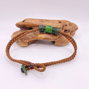 Brown Cord Three Beaded Bracelet