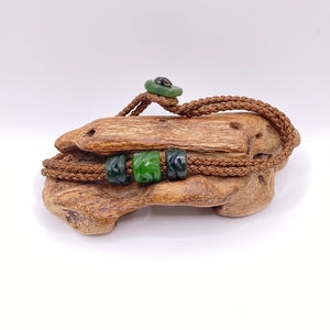 Brown Cord Three Beaded Bracelet