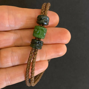 Brown Cord Three Beaded Bracelet
