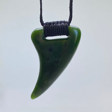 Load image into Gallery viewer, Shark Tooth Pounamu Pendant with ridge knot binding
